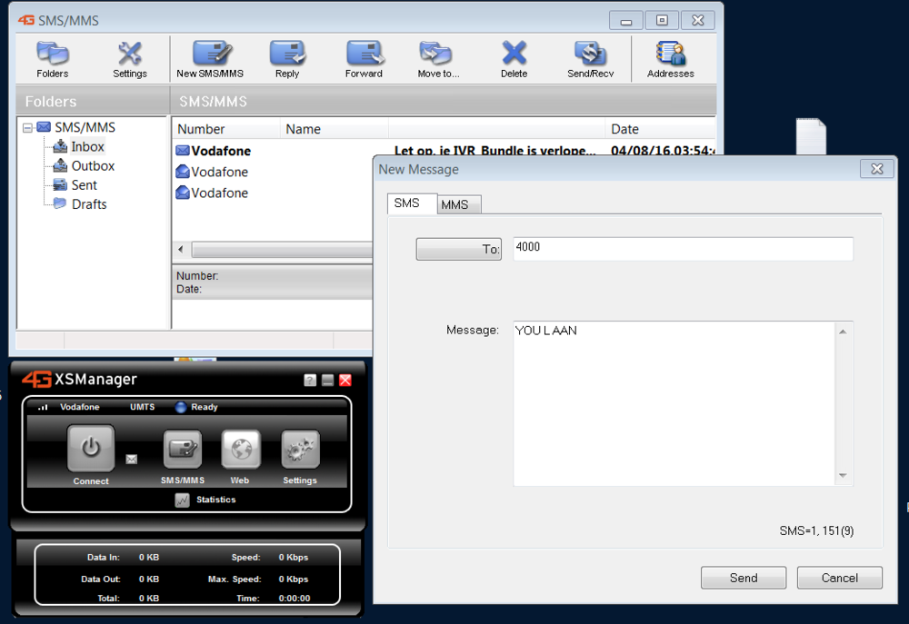 SMS sturen XS stick dongel
